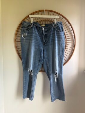 Women's Distressed Blue Jeans ankle crop size 18W Short